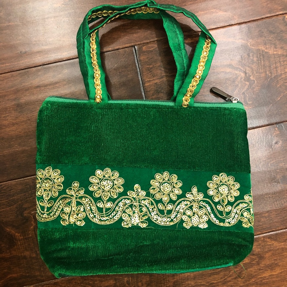 Green velvet purse